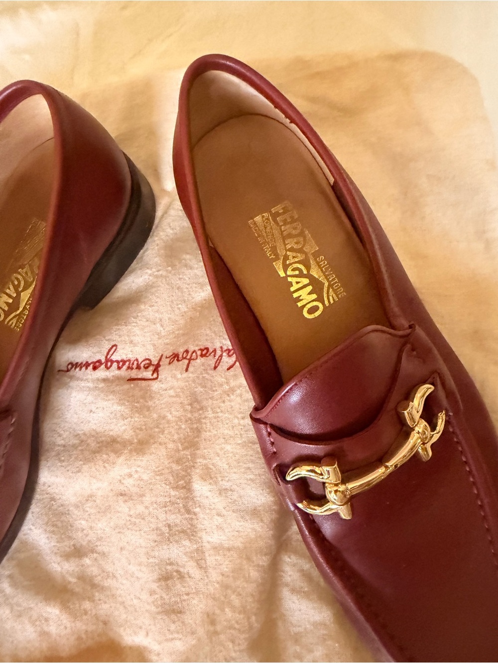 Salvatore Ferragamo Wine Leather Horsebit Loafers - Picture 2 of 16